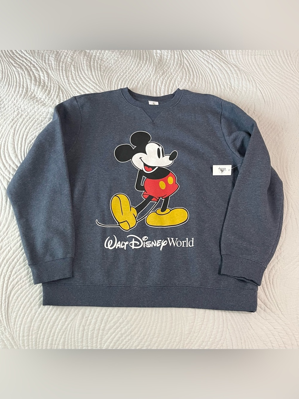 Walt Disney World Mickey Mouse Crewneck Navy Blue Sweatshirt Adult Sz Large NWT